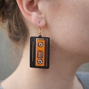 10 pairs Retro mix color Cassette Tape Earrings wholesale